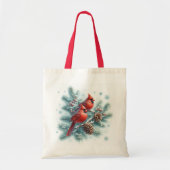 Red Bird & Pine Holiday Nature  Tote Bag (Voorkant)
