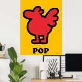Red Bird Pop Art – Cartoon Dierensilhouet Poster (Thuiskantoor)