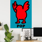Red Bird Pop Art Poster – Fun Cartoon Animal Desig (Thuiskantoor)