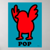 Red Bird Pop Art Poster – Fun Cartoon Animal Desig (Voorkant)