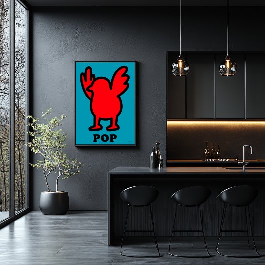 Red Bird Pop Art Poster – Fun Cartoon Animal Desig