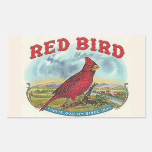 Red Bird Rechthoekige Sticker (Voorkant)