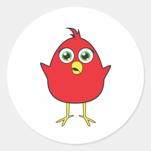 Red Bird Ronde Sticker (Voorkant)
