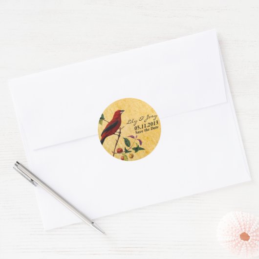 Red Bird Ronde Sticker (Envelop)