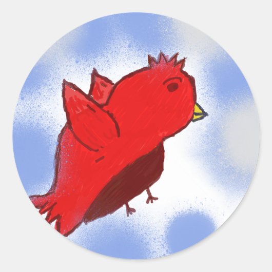 Red Bird Ronde Sticker (Voorkant)