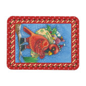 RED BIRD SANTA, GOOD CHRISTMAS CARDINAL MAGNEET (Horizontaal)