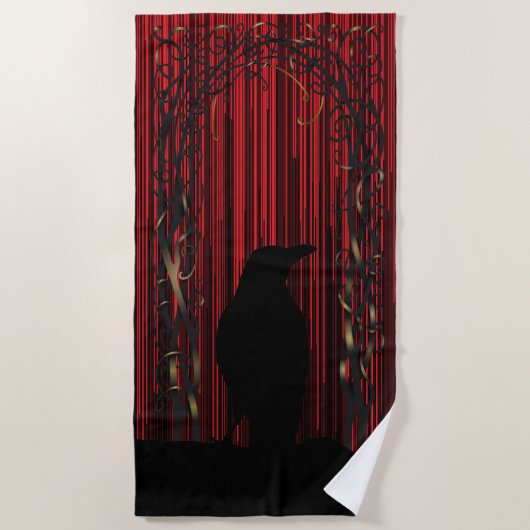 Red Bird Silhouet Black Raven Strandlaken (Voorkant)