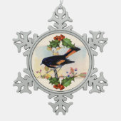 Red Bird Snowflake Pewter Kerst Ornament (Voorkant)