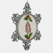 Red Bird Snowflake Pewter Kerst Ornament (Links)