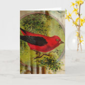 Red Bird Verjaardagscollage Kaart (Gele Bloem)