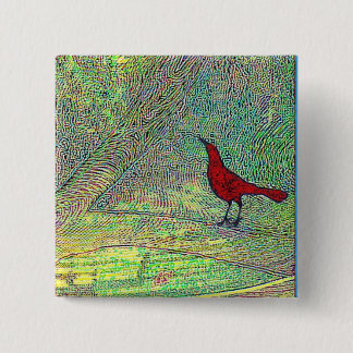 Red Bird Vierkante Button 5,1 Cm