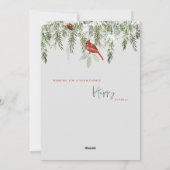 Red Bird Winter Foliage Foto met Kerstmis Feestdagenkaart (Achterkant)