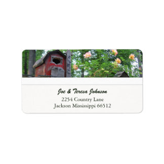 Red Birdhouse Adresetiketten Etiket