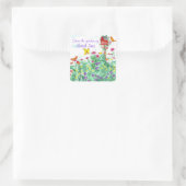 Red Birdhouse Vlinder Bloemtuin Waterverf Vierkante Sticker (Tas)