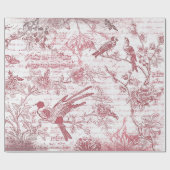 Red Birds Flowers Frans script Cadeaupapier (Vlak)