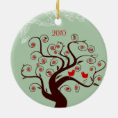 Red Birds Swirl Tree Christmas Foto Ornament (Achterkant)