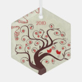 Red Birds Swirl Tree Christmas Ornament (Voorkant)