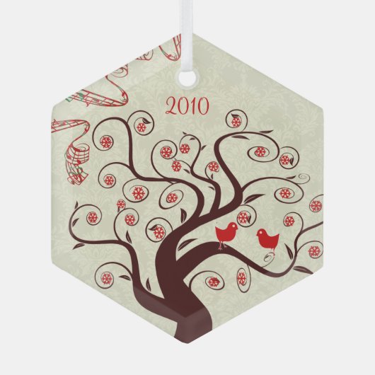 Red Birds Swirl Tree Christmas Ornament (Voorkant)