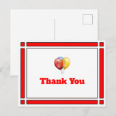 Red Birthday Balloons Dank u Briefkaart (Voorkant / Achterkant)