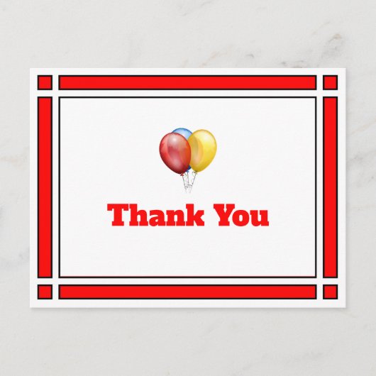 Red Birthday Balloons Dank u Briefkaart (Voorkant)