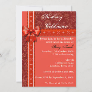 Red Birthday Invitation Kaart