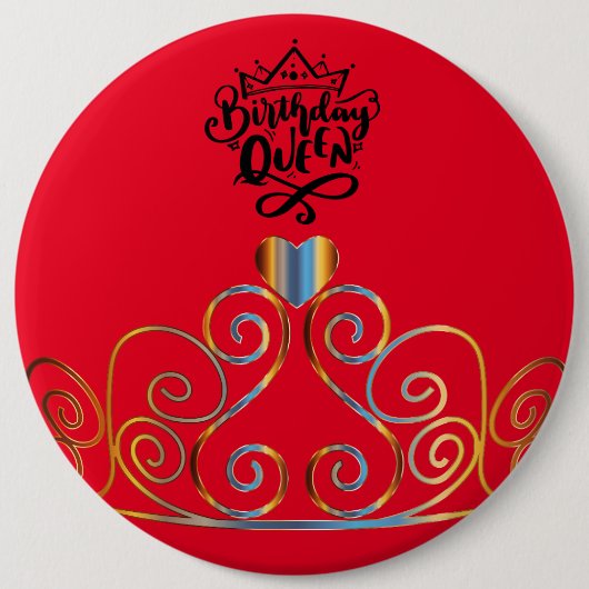 Red Birthday Queen Button (Voorkant)