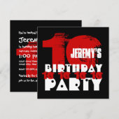RED BLACK 10th Birthday Party 10 Year Old V02D Kaart (Voorkant / Achterkant)