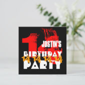 RED BLACK 14th Birthday Party 14 Year Old V06 Kaart (Staand voorkant)