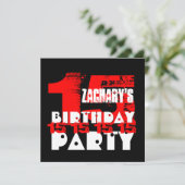 RED BLACK 15th Birthday Party 15 Year Old V07 Kaart (Staand voorkant)