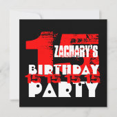 RED BLACK 15th Birthday Party 15 Year Old V07 Kaart (Voorkant)
