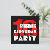RED BLACK 18th Birthday Party 18 Year Old V10 Kaart (Staand voorkant)