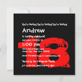 RED BLACK 18th Birthday Party 18 Year Old V10 Kaart (Achterkant)