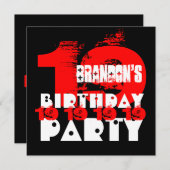 RED BLACK 19th Birthday Party 19 Year Old V11 Kaart (Voorkant / Achterkant)