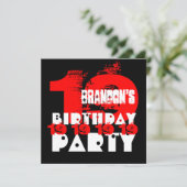 RED BLACK 19th Birthday Party 19 Year Old V11 Kaart (Staand voorkant)