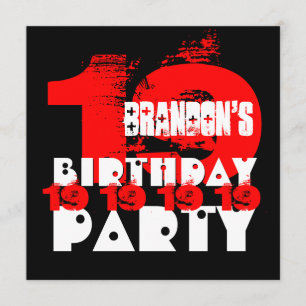 RED BLACK 19th Birthday Party 19 Year Old V11 Kaart