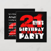 RED BLACK 21st Birthday Party 21 Years Old V14 Kaart (Voorkant / Achterkant)