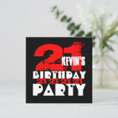 RED BLACK 21st Birthday Party 21 Years Old V14 Kaart (Staand voorkant)