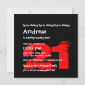 RED BLACK 21st Birthday Party 21 Years Old V14 Kaart (Achterkant)