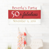 Red Black 50 en Fabulous Typography 50th Verjaarda Spandoek (Insitu)