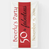 Red Black 50 en Fabulous Typography 50th Verjaarda Spandoek (Verticaal)