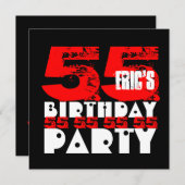 RED BLACK 55th Birthday Party 55 Years Old V18 Kaart (Voorkant / Achterkant)