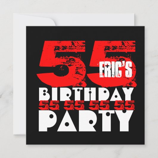 RED BLACK 55th Birthday Party 55 Years Old V18 Kaart (Voorkant)