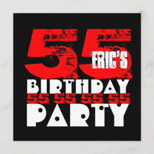 RED BLACK 55th Birthday Party 55 Years Old V18 Kaart
