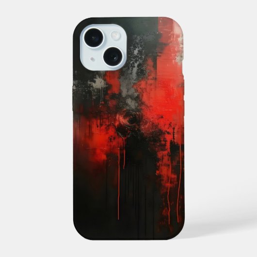 Red Black Abstract Art iPhone 15 Case (Achterkant)