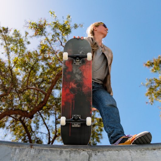 Red Black Abstract Art Persoonlijk Skateboard (Buiten 1)