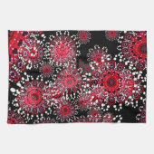 Red+Black Abstract batik Art Tea Towel Theedoek (Horizontaal)