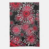 Red+Black Abstract batik Art Tea Towel Theedoek (Verticaal)