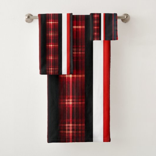 Red Black Abstract Pset Trendy Collectie Bad Handdoek (Insitu)