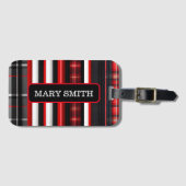 Red Black Abstract Pset Trendy Collectie Bagagelabel (Voorkant (horizontaal))