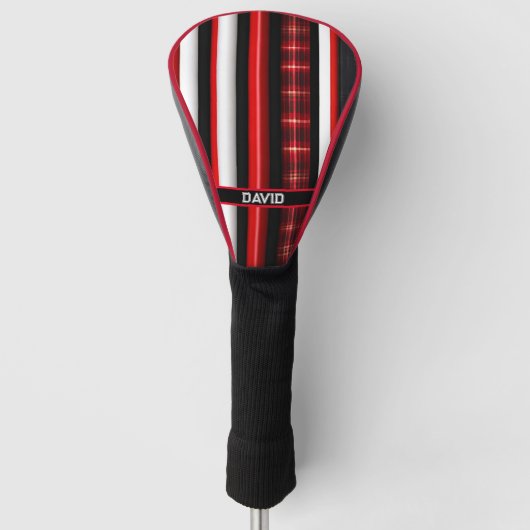 Red Black Abstract Pset Trendy Collectie Golfheadcover (Voorkant)